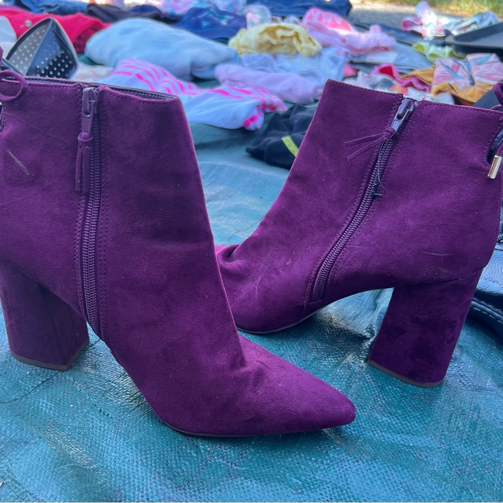 Burgundy Velvet Boots